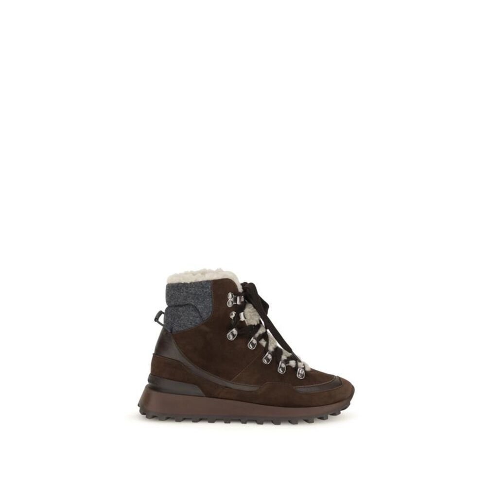 Brunello Cucinelli Women Suede Lace-Up Ankle Boots